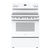 30” GE (5.0 Cu.Ft) Free Standing Electric Range Stove with Glass Top, Self-CleanOven and Storage Drawer (White)