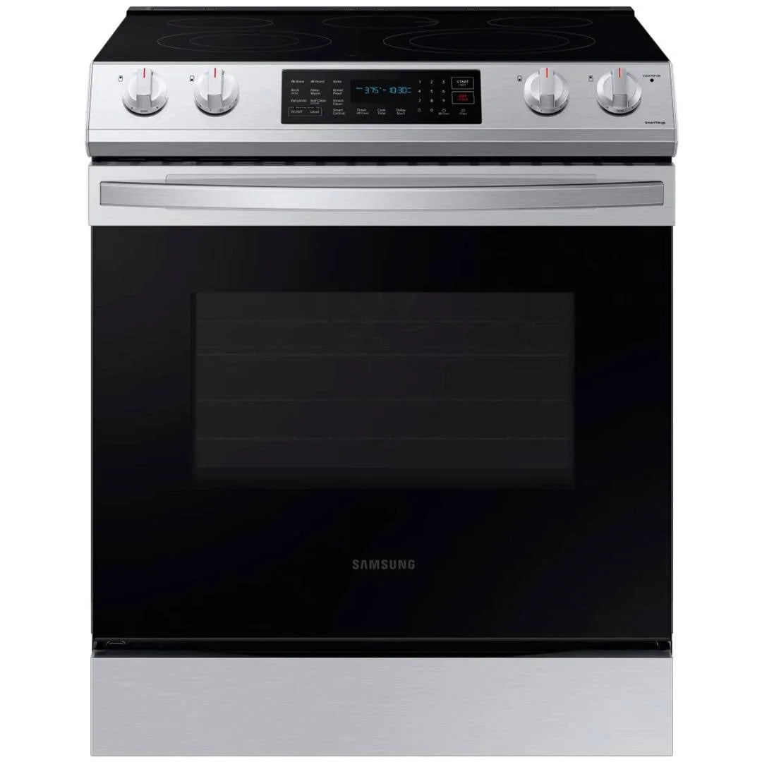 30” Samsung (6.3 Cu.Ft) Electric Slide-in Range Stove with Fan Convection Oven - Wi-Fi Connectivity (Stainless Steel) 5 Elements
