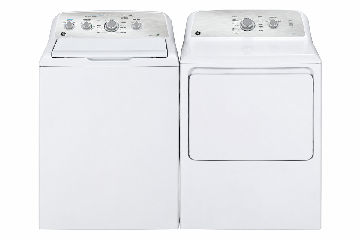27” GE Top Load Washer (4.9 Cu.Ft) & Dryer (7.2 Cu.Ft) Set - White