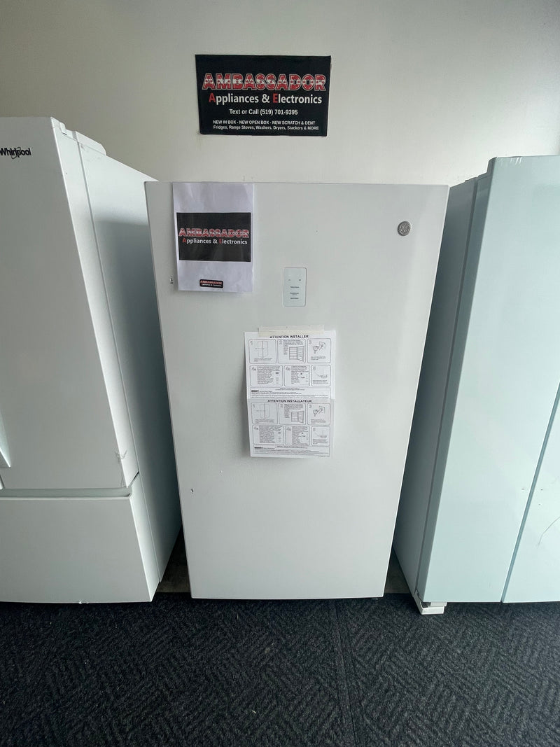 32.87” GE (17.3 Cu.Ft) Frost Free Upright Freezer (White)