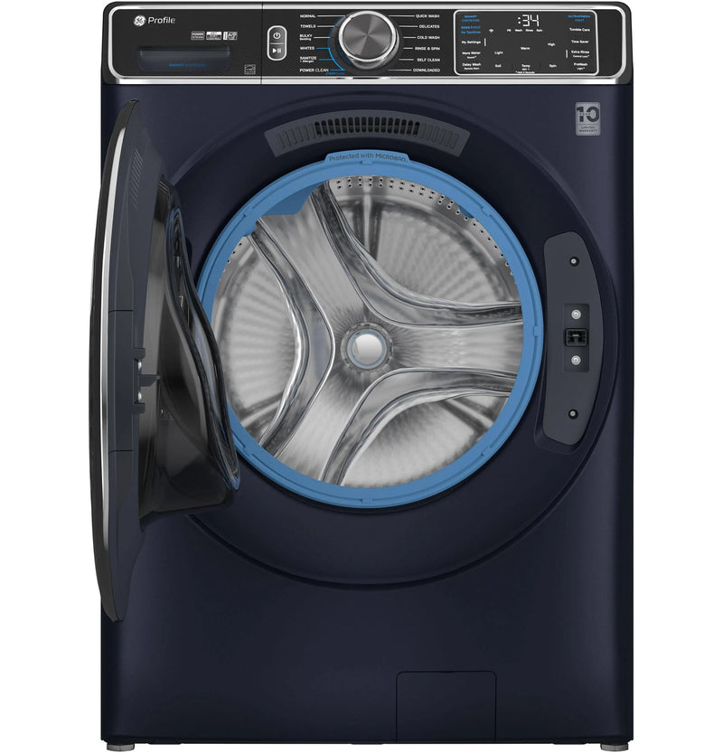 GE Profile 28” (6.1 Cu.Ft) Smart Front Load Washer with UltraFresh Vent System+ with OdorBlock (Sapphire Blue) Stackable