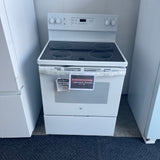 30” GE (5.0 Cu.Ft) Free Standing Electric Range Stove with Glass Top, Self-CleanOven and Storage Drawer (White)