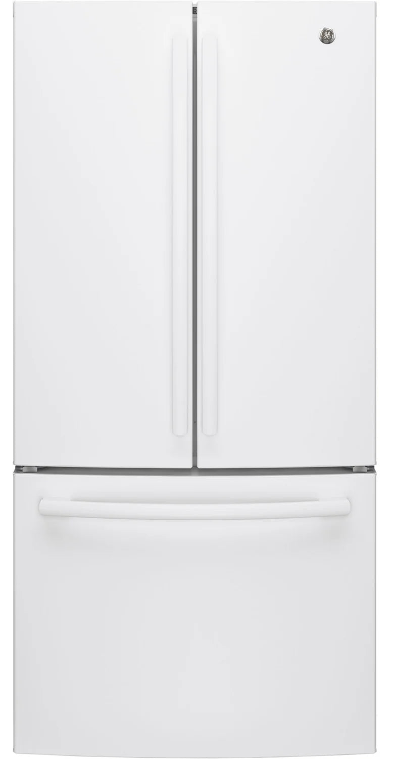 GE 33” (18.6 Cu.Ft) Counter Depth French Door Refrigerator (White) internal Water & Ice