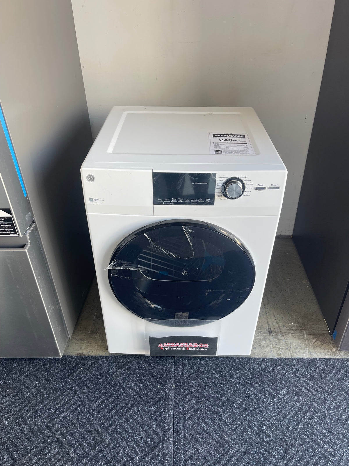 GE 24” (4.1 Cu.Ft) Vented Electric Dryer Stainless Steel Drum in White - ENERGY STAR