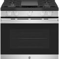 GE 30” (5.0 Cu.Ft) Gas Range Stove with Steam clean & Precise Simmer Burner Broil drawer Oven in Stainless Steel