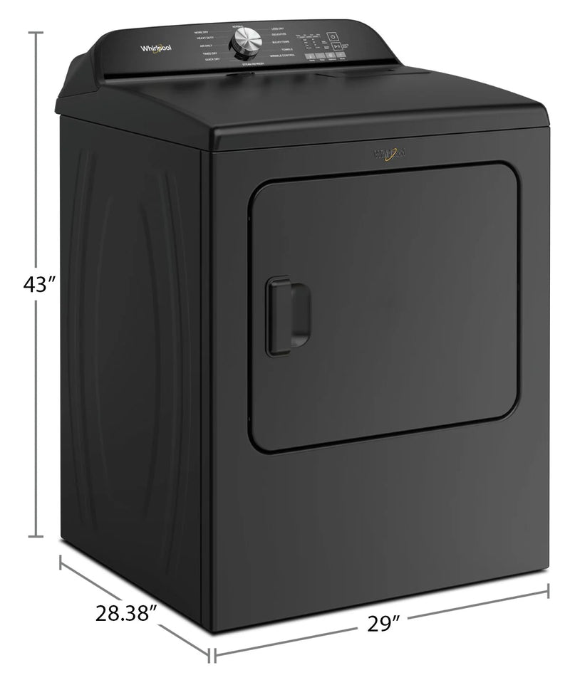 Whirlpool 29” (7.0 Cu.Ft) Electric Vented Dryer (Volcano Black) Steam