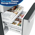 GE 36” (27 Cu.Ft) Fingerprint Resistant Stainless Steel French Door Refrigerator (Internal Water & Ice Dispenser)