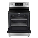 30” GE (5.0 Cu.Ft) Electric Convection Range Stove with No-Preheat Air Fry & Self Clean (Stainless Steel)