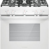 Frigidaire 30” (5.1 Cu.Ft) Gas Range Stove 5 Burner Quick Boil Cooktop with Even Bake technology and Steam Clean (White)