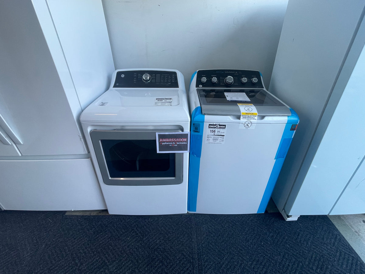 27” GE Top Load Washer (4.9 Cu.Ft) & Electronic Dryer (7.2 Cu.Ft) Set in White