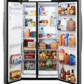 36” GE (28 Cu.Ft) Side by Side Refrigerator with Ice and Water Dispenser (Stainless Steel)