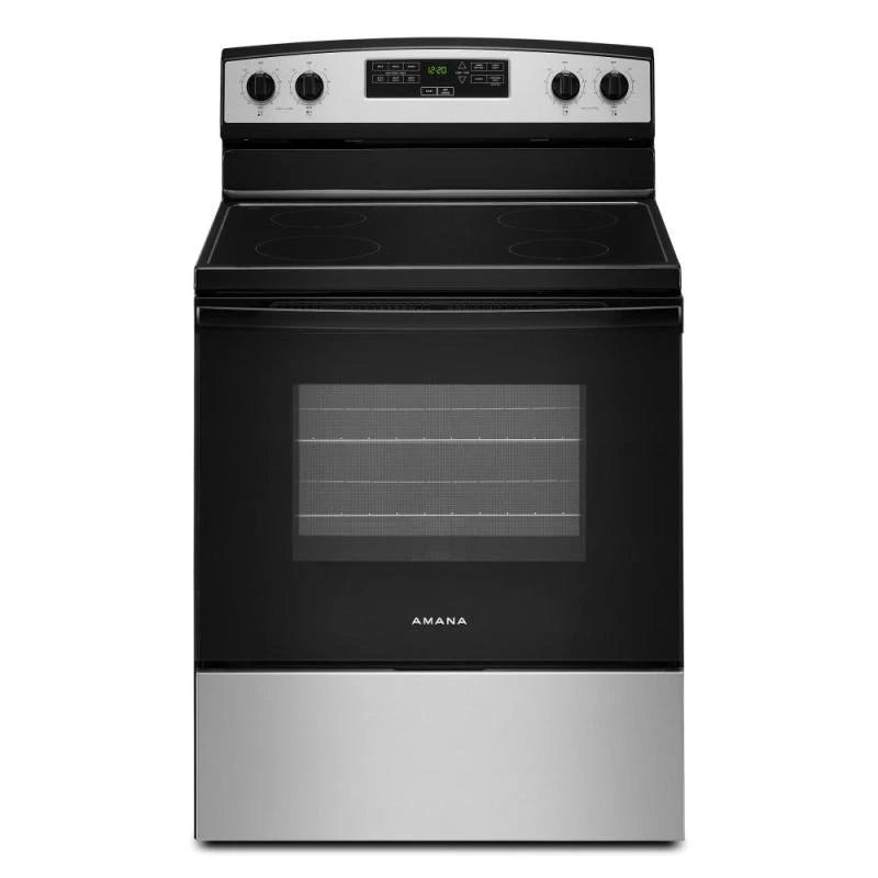 30” Amana (4.8 Cu.Ft) Stainless Steel Electric 4 Element Range Stove with Extra-Large Oven Window