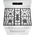 Frigidaire 30” (5.1 Cu.Ft) Gas Range Stove 5 Burner Quick Boil Cooktop with Even Bake technology and Steam Clean (White)