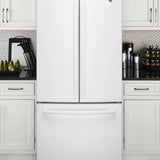 GE 33” (18.6 Cu.Ft) Counter Depth French Door Refrigerator (White) internal Water & Ice
