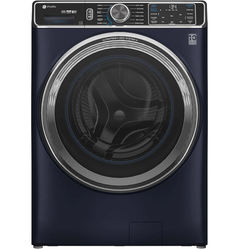 GE Profile 28” (6.1 Cu.Ft) Smart Front Load Washer with UltraFresh Vent System+ with OdorBlock (Sapphire Blue) Stackable