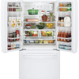 GE 33” (18.6 Cu.Ft) Counter Depth French Door Refrigerator (White) internal Water & Ice