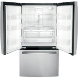 36” GE (21.9 Cu.Ft) Counter Depth French Door Refrigerator with Internal Water & Ice Dispenser (Stainless Steel)